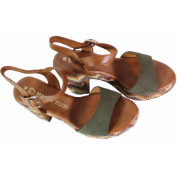Sandały damskie Marco Tozzi 2-28008-42 khaki platforma wygodne modne