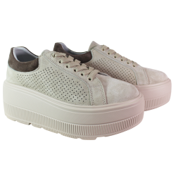 Sneakersy damskie Goodin GD-LX1199 skóra beżowe zamszowe ażurowe wygod