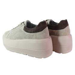 Sneakersy damskie Goodin GD-LX1199 skóra beżowe zamszowe ażurowe wygod