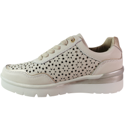 Sneakersy damskie Filippo DP7677 skóra beżowe ażurowe koturn wygodne