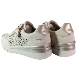 Sneakersy damskie Filippo DP7677 skóra beżowe ażurowe koturn wygodne