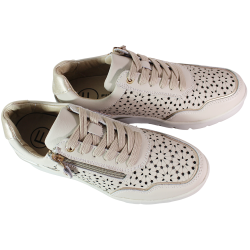 Sneakersy damskie Filippo DP7677 skóra beżowe ażurowe koturn wygodne