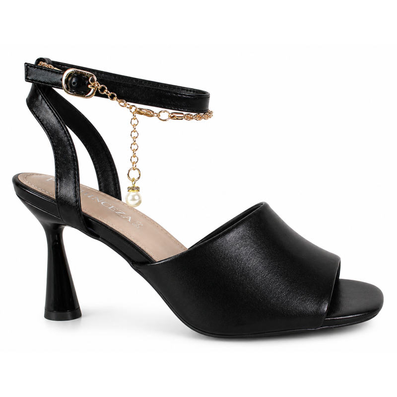 Sandały damskie Vinceza 62297 czarne na słupku eleganckie wygodne