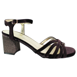 Sandały damskie D&A SR61-0102 brązowe welurowe na klocku eleganckie wy