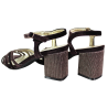Sandały damskie D&A SR61-0102 brązowe welurowe na klocku eleganckie wy
