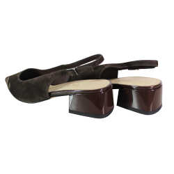 Sandały damskie D&A CR61-3047 skóra naturalna brązowe zamszowe eleganc