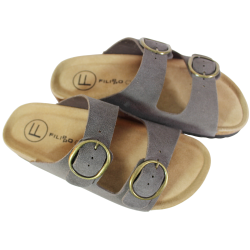 Klapki damskie Filippo DK7061 skóra taupe zamsz wygodne lekkie