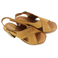Sandały damskie Verano 78301 skóra brąz zamsz wygodne lekkie