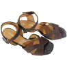 Sandały damskie Tomex 2022 skóra brąz zamsz czekolada szpilka