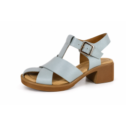 Sandały damskie Boccato 0804-4265 skóra Baby Blue na klocku
