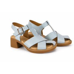 Sandały damskie Boccato 0804-4265 skóra Baby Blue na klocku