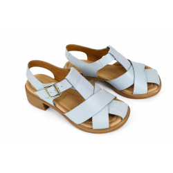 Sandały damskie Boccato 0804-4265 skóra Baby Blue na klocku