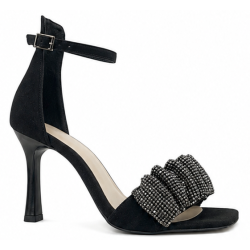 Karino 4218 sandały skórzane czarne na szpilce | Eleganckie sandały