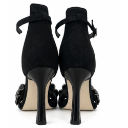 Karino 4218 sandały skórzane czarne na szpilce | Eleganckie sandały