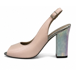 Kaniowski K-3177 Sandały Skórzane Nude na Słupku Eleganckie