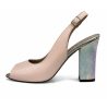 Kaniowski K-3177 Sandały Skórzane Nude na Słupku Eleganckie