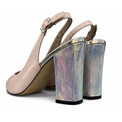 Kaniowski K-3177 Sandały Skórzane Nude na Słupku Eleganckie