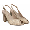 Kaniowski K-0109 – Skórzane Czółenka Slingback na Słupku Beżowe