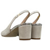 Prestige 2280 Czółenka Damskie Skóra Naturalna Srebrne Slingback