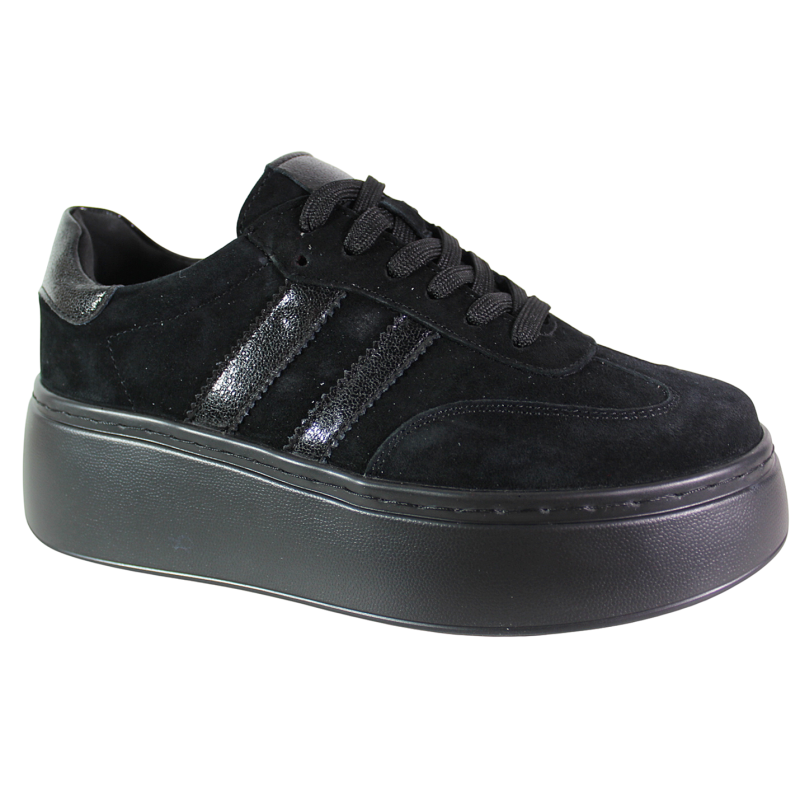 Sneakersy Damskie Goodin GD-XW-1051 Skóra Czarne Zamszowe