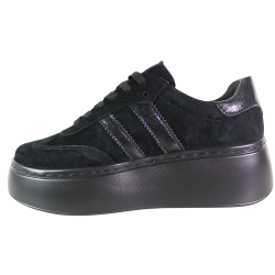 Sneakersy Damskie Goodin GD-XW-1051 Skóra Czarne Zamszowe