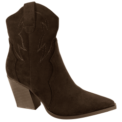 Kowbojki Damskie Ideal Shoes 2585A Brązowe Zamszowe Czekoladowe