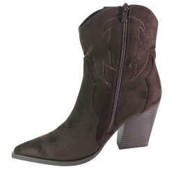 Kowbojki Damskie Ideal Shoes 2585A Brązowe Zamszowe Czekoladowe