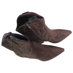 Kowbojki Damskie Ideal Shoes 2585A Brązowe Zamszowe Czekoladowe