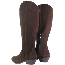 Kozaki Damskie Kowbojki Siwiecki NS608P Skóra Brązowe Zamszowe Czekola