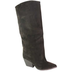 Kozaki Damskie Ideal Shoes 2579A-1 Brązowe Zamszowe Czekoladowe