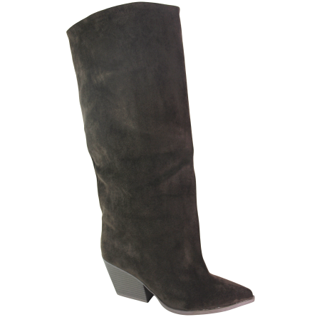 Kozaki Damskie Ideal Shoes 2579A-1 Brązowe Zamszowe Czekoladowe