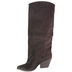 Kozaki Damskie Ideal Shoes 2579A-1 Brązowe Zamszowe Czekoladowe