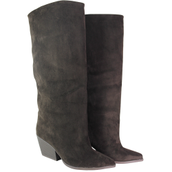 Kozaki Damskie Ideal Shoes 2579A-1 Brązowe Zamszowe Czekoladowe