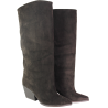 Kozaki Damskie Ideal Shoes 2579A-1 Brązowe Zamszowe Czekoladowe