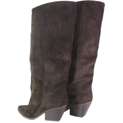 Kozaki Damskie Ideal Shoes 2579A-1 Brązowe Zamszowe Czekoladowe