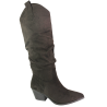 Kozaki Damskie Ideal Shoes 2589A Brązowe Zamszowe Czekoladowe