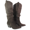Kozaki Damskie Ideal Shoes 2589A Brązowe Zamszowe Czekoladowe