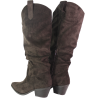 Kozaki Damskie Ideal Shoes 2589A Brązowe Zamszowe Czekoladowe
