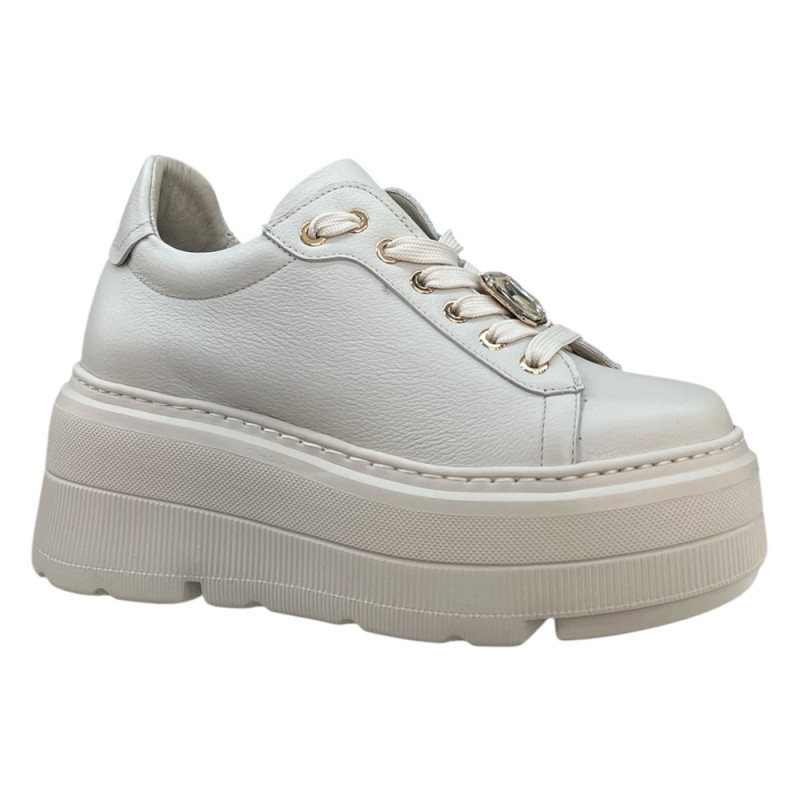 KARINO 5692 Sneakersy Damskie Skóra Naturalna Jasny Beż Platforma