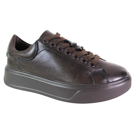 Sneakersy Damskie Cambell 26-19379 Skóra Brązowe Lico Czekoladowe