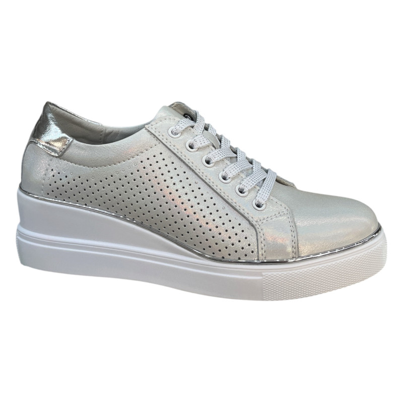 Artiker 48C1288 Sneakersy Damskie Srebrne Skóra Naturalna