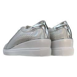 Artiker 48C1288 Sneakersy Damskie Srebrne Skóra Naturalna