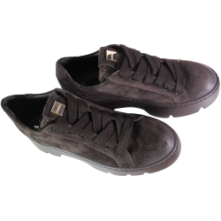 Sneakersy Damskie Chebello 4632 Skóra Brązowe Zamszowe Czekoladowe