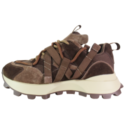 Sneakersy Damskie Goodin GD-XF-234 Skóra Brązowe Zamszowe Czekoladowe