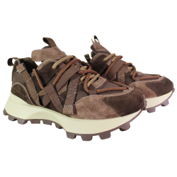 Sneakersy Damskie Goodin GD-XF-234 Skóra Brązowe Zamszowe Czekoladowe