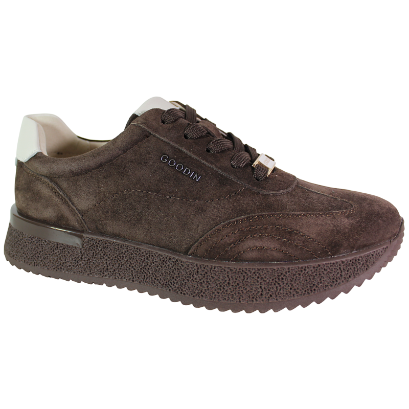Sneakersy Damskie Goodin GD-XW-1079 Skóra Brązowe Zamszowe Czekoladowe