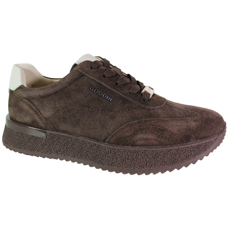 Sneakersy Damskie Goodin GD-XW-1079 Skóra Brązowe Zamszowe Czekoladowe