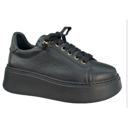 KARINO 6127 Sneakersy Damskie Skóra Naturalna Czarne Platforma