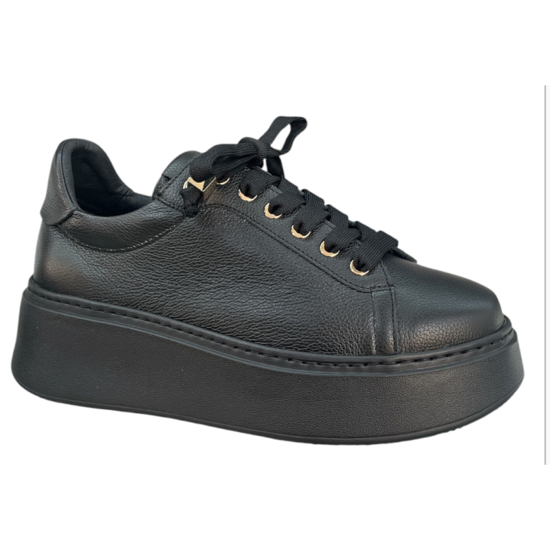 KARINO 6127 Sneakersy Damskie Skóra Naturalna Czarne Platforma
