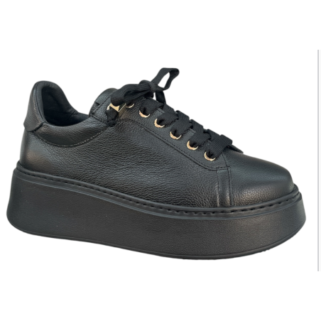 KARINO 6127 Sneakersy Damskie Skóra Naturalna Czarne Platforma